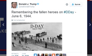 Capture d'écran du compte Twitter de Donald Trump @realDonaldTrump, le 6 juin 2016, se trompant sur la date du cliché publié.