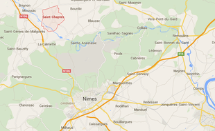 Localisation de la commune de Saint-Chaptes (Gard).