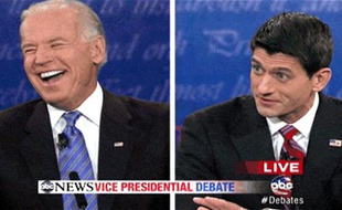 Joe Biden face à Paul Ryan lors du débat entre les candidats à la vice-présidence, le 11 octobre 2012.