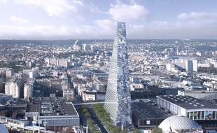Vue d'artiste de la future Tour Triangle, au sud de Paris.