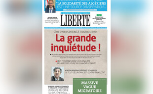 La une du quotidien algérien «Liberté» après l'arrestation de plusieurs personnes dont l'un de ses journalistes, le 13 septembre 2021.