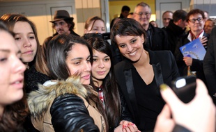 Najat Vallaud-Belkacem, lors d'un déplacement à Chateauroux le 16 janvier 2015.