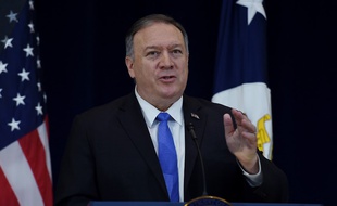 Le secrétaire d'Etat Mike Pompeo lors d'une conférence de presse