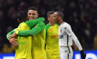 La joie nantaise à la fin du match tranchait avec l'inquiétude de Fabinho (au second plan) et des Monégasques.