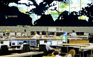 Salle de marché de la banque ABN Amro à Amsterdam.