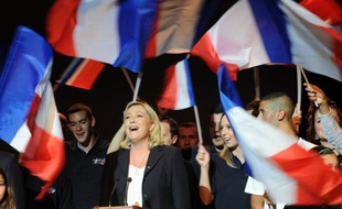 La présidente du FN, Marine Le Pen, le 9 mai 2014 à Béziers