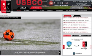 La home page de l'US Boulogne-sur-Mer annonce le report du match face au Racing.