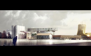 Vue générale du projet d'aménagement de l'îlot de la fourrière, aux Bassins à flot à Bordeaux