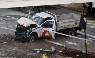 Le véhicule de l'auteur présumé de l'attaque de New York, qui a fait 8 morts et 11 blessés le 31 octobre 2017.