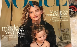 La couverture de «Vogue» avec Amanda Booth et son fils.