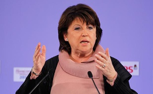 Martine Aubry à Reims, pour un meeting de soutien à François Hollande, le 8 mars 2012.