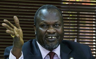 Riek Machar lors d'une conférence de presse le 26 janvier 2016 à Kampala
