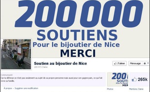 Capture d'écran de lapage facebook en soutien du bijoutier de Nice qui a abattu l'homme qui le braquait.