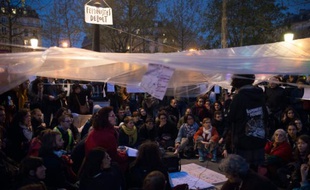 Rassemblement du mouvement Nuit debout sur la place de la République à Paris, le 22 avril 2016