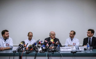 Le Pr Jean-François Payen de la Garanderie, le Pr Stephan Chabardès et le Pr Emmanuel Gay, le 30 décembre 2013.