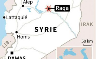 Syrie: carte de localisation de Raqa où l'aviation française a mené un raid sur le fief du groupe de l'Etat islamique