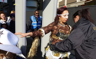 Avant d’entrer dans l’enceinte du Carnaval de Nice, les visiteurs, même déguisés, sont fouillés.
