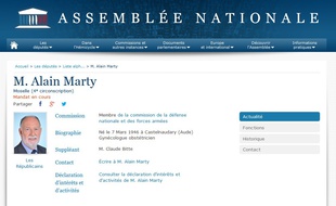 Fiche du député Alain Marty sur le site de l'Assemblée nationale.
