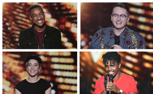 De gauche à droite et de haut en bas : Abi, Antoine Delie, Gustine et Tom Rochet, finalistes de la saison 9 de The Voice.