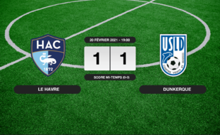 Ligue 2, 26ème journée: Le HAC et l'USL Dunkerque se quittent sur un nul (1-1)