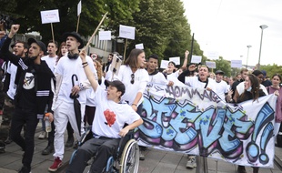 Défilé en hommage à Steve Maya Canico, à Nantes le 21 juin 2021.