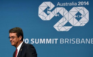 Le patron de l'OMC, Roberto Azevedo, lors d'une conférence de presse à Brisbane, avant le sommet du G20 en Australie, le 14 novembre 2014