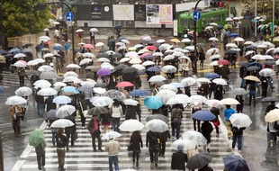 Jour de pluie à Tokyo, au Japon.