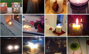 Capture d'écran de l'album photo de la page événement Facebook «Une bougie à chaque fenêtre», créée le 14 novembre 2015.