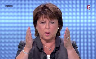 Martine Aubry lors du débat des primaires socialistes, le 12 octobre 2011, sur France 2.