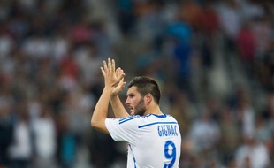 André-Pierre Gignac après le match entre Marseille et Nice le 29 août 2014.