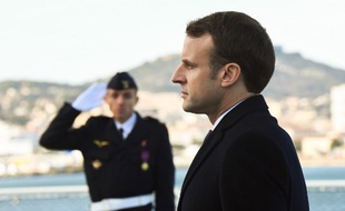 Emmanuel Macron à la base navale de Toulon le 19 janvier 2018.