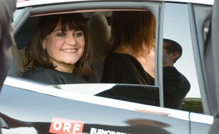 Lisa Angell, candidate représentant la France à l'Eurovision, le 15 mai 2015 à Vienne en Autriche