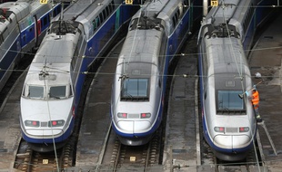 Illustration de TGV, stationnés à la gare de Bercy à Paris le 07 octobre 2008.