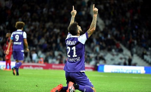 Jimmy Durmaz, l'ailier suédois du TFC, après son but contre Guingamp, en Ligue 1, le 17 septembre 2016 au Stadium de Toulouse.