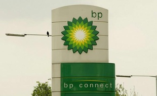 Le logo du géant pétrolier British Petroleum.