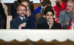 Jean-Claude Blanc et Nasser al-Khelaïfi lors du match entre Monaco et le PSG le 10 février 2014.