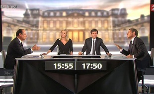 Capture d'écran du débat Hollande-Sarkozy, le 3 mai 2012.