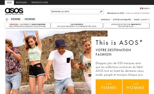 Capture d'écran du site ASOS.
