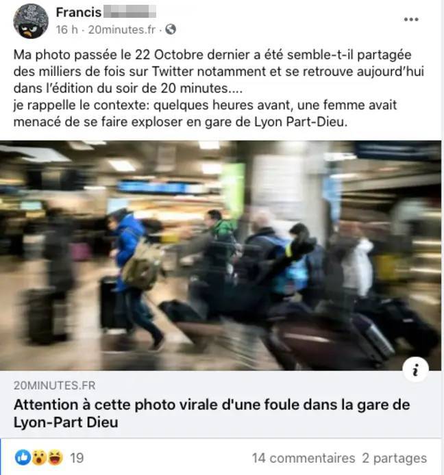 L'auteur d'une photo devenue virale et montrant une foule démesurée à la gare de Lyon Part-Dieu a recontextualisé son cliché pour « rétablir la vérité ».	