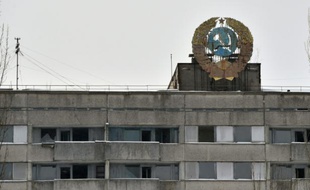 Un immeuble à Pripyat près de Tchernobyl le 22 janvier 2016