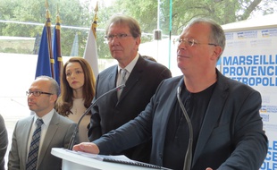 Marseille, le 15 janvier 2015, Patric Rue de Force Ouvriere presente ses voeux au president de MP Guy Teissier.