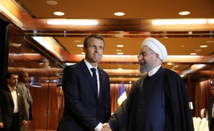 Emmanuel Macron et Hassan Rohani le 18/09/2017 à New-York.