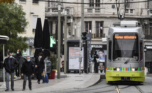 Photo d'illustration du tramway, dans le centre-ville de Saint-Etienne.