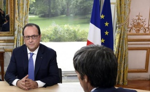 Le président français François Hollande au palais de l'Elysee à Paris le 14 juillet 2015