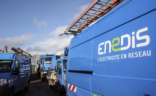 Des camions d'Enedis en intervention. (Illustration)