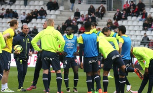 Le groupe nantais avant le match de Reims, samedi dernier.