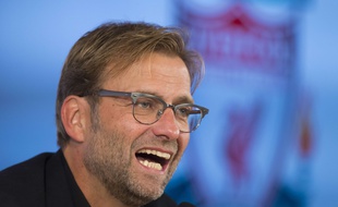 Jurgen Klopp lors de sa première conférence de presse en tant qu'entraîneur de Liverpool, le 9 octobre 2015.