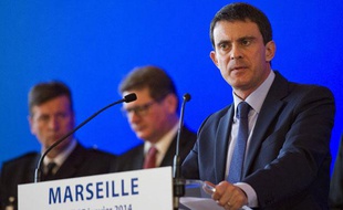 Manuel Valls, le ministre de l'Intérieur, lors de son discours à Marseille, le 27 janvier.