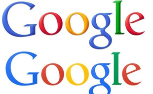 Photomontage: L'ancien logo de Google remplacé par le nouveau (en dessous) le 20 septembre 2013.