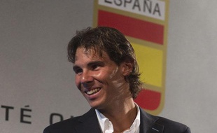 Le tennisman Rafael Nadal, lors de sa remise de drapeau, le 14 juillet 2012 à Madrid.